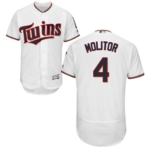 Twins #4 Paul Molitor White Flexbase Authentic Collection Stitched MLB Jersey